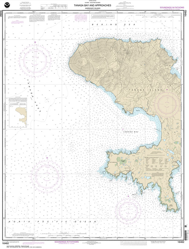 HISTORICAL NOAA Chart 16462: Andrenof. Islands Tanga Bay and approaches