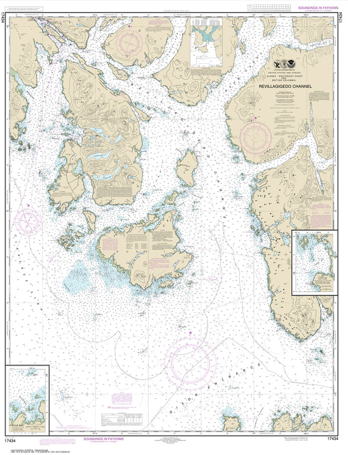 HISTORICAL NOAA Chart 17434: Revillagigedo Channel;Ryus Bay;Foggy Bay