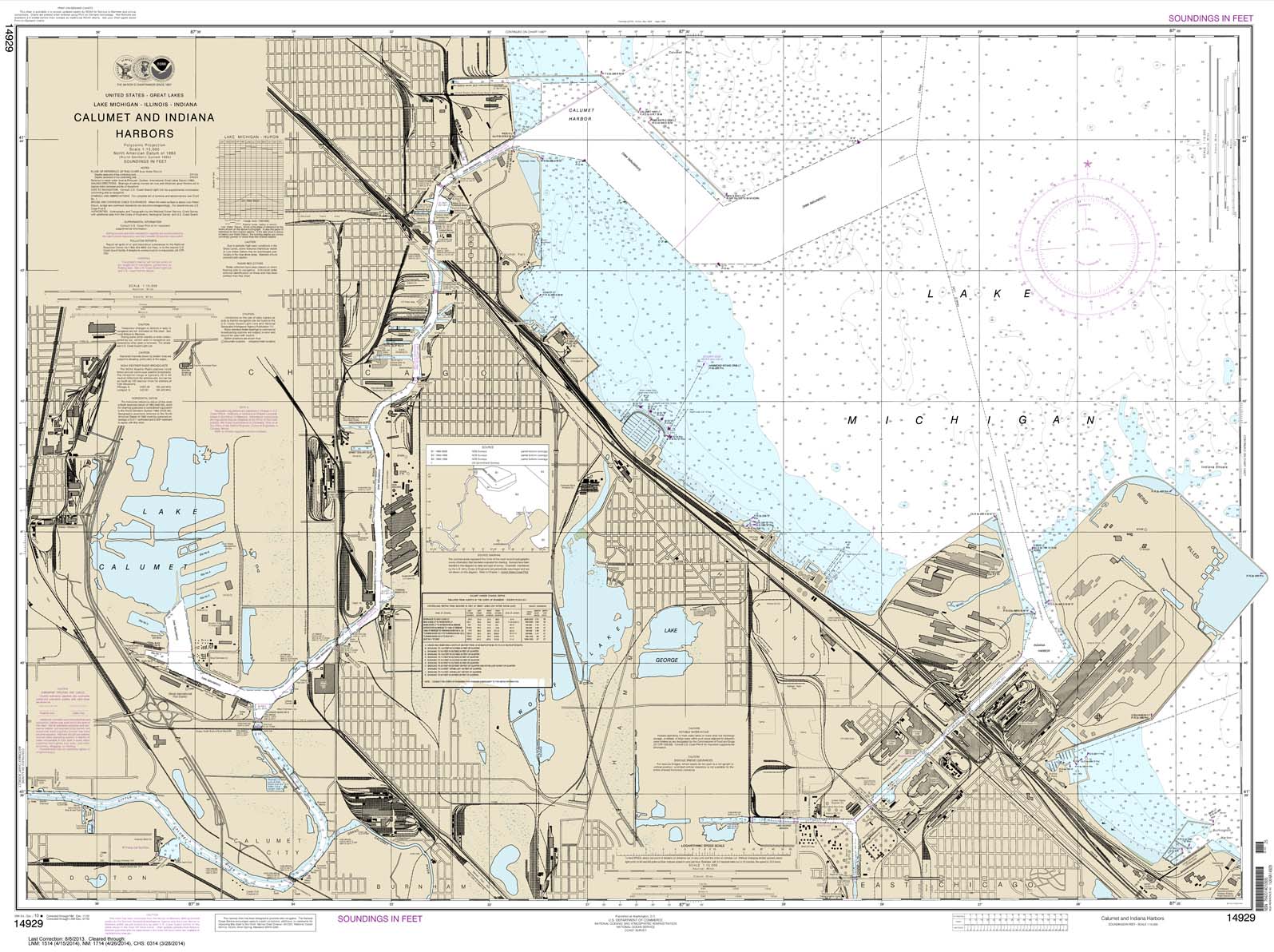 HISTORICAL NOAA Chart 14929: Calumet: Indiana and Buffington Harbors: and Lake Calumet