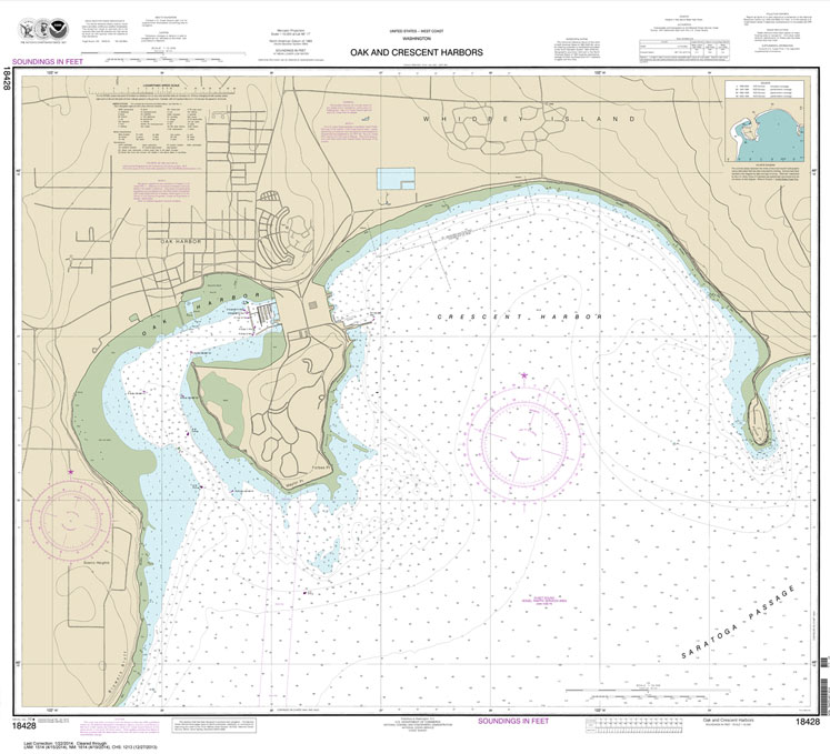 HISTORICAL NOAA Chart 18428: Oak and Crescent Harbors