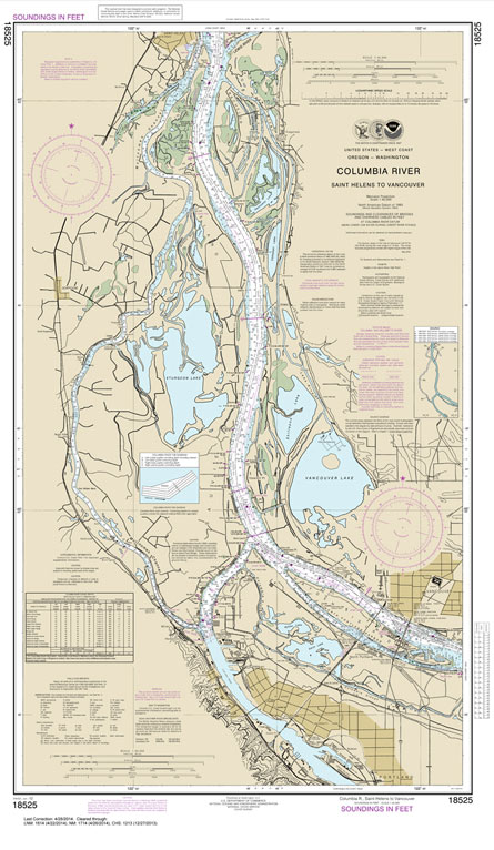 HISTORICAL NOAA Chart 18525: Columbia River Saint Helens to Vancouver